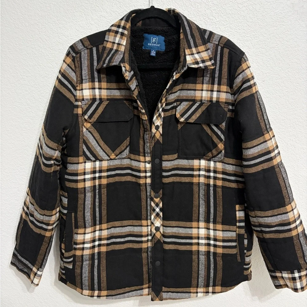 George‎ Black and Tan Plaid Shirt
